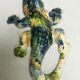 Set of 2 enamelled terracotta lizards, vintage wall decor