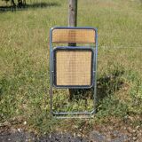 Folding chair in cane and chromed steel Vintage