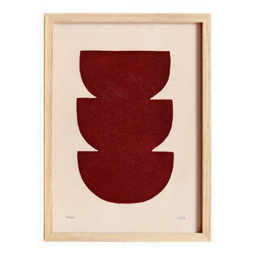 Peinture abstraite sur papier illustration rouge foncé signée Eawy