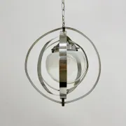 Mid-century glass sphere hanging pendant glass lamp design 1970’s space age Italy