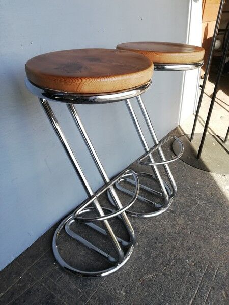 Paire de tabourets de bar bistro metal et bois