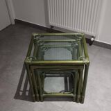 Vintage nesting table, green color