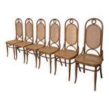 Set of 6 Vintage Bentwood Cane Dining Chair, Thonet Style, 1970s Yugoslavia