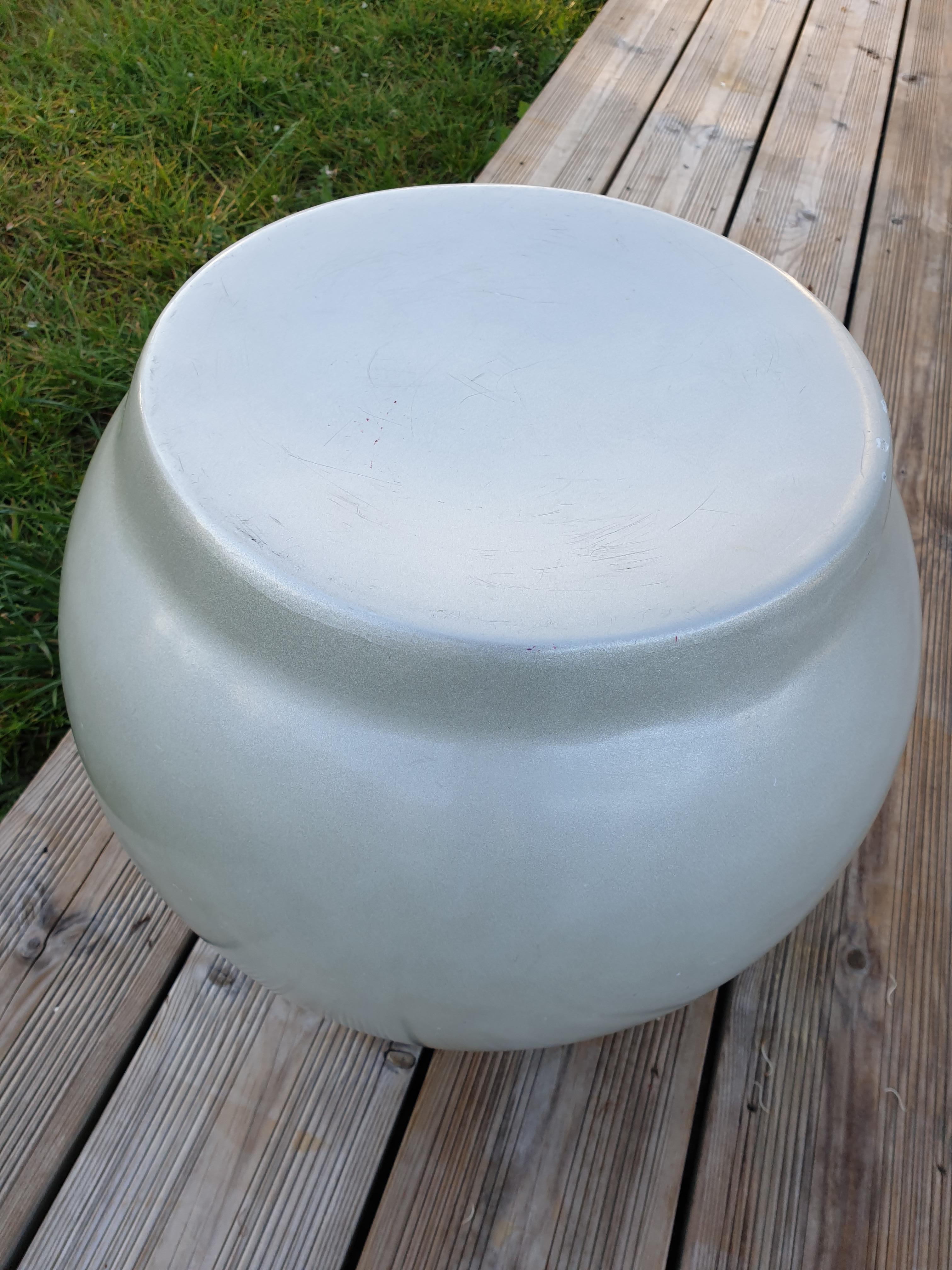 Silver fiberglass pouf 1970