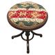Antique curved wooden piano stool with kilim fabric from the 1910s.