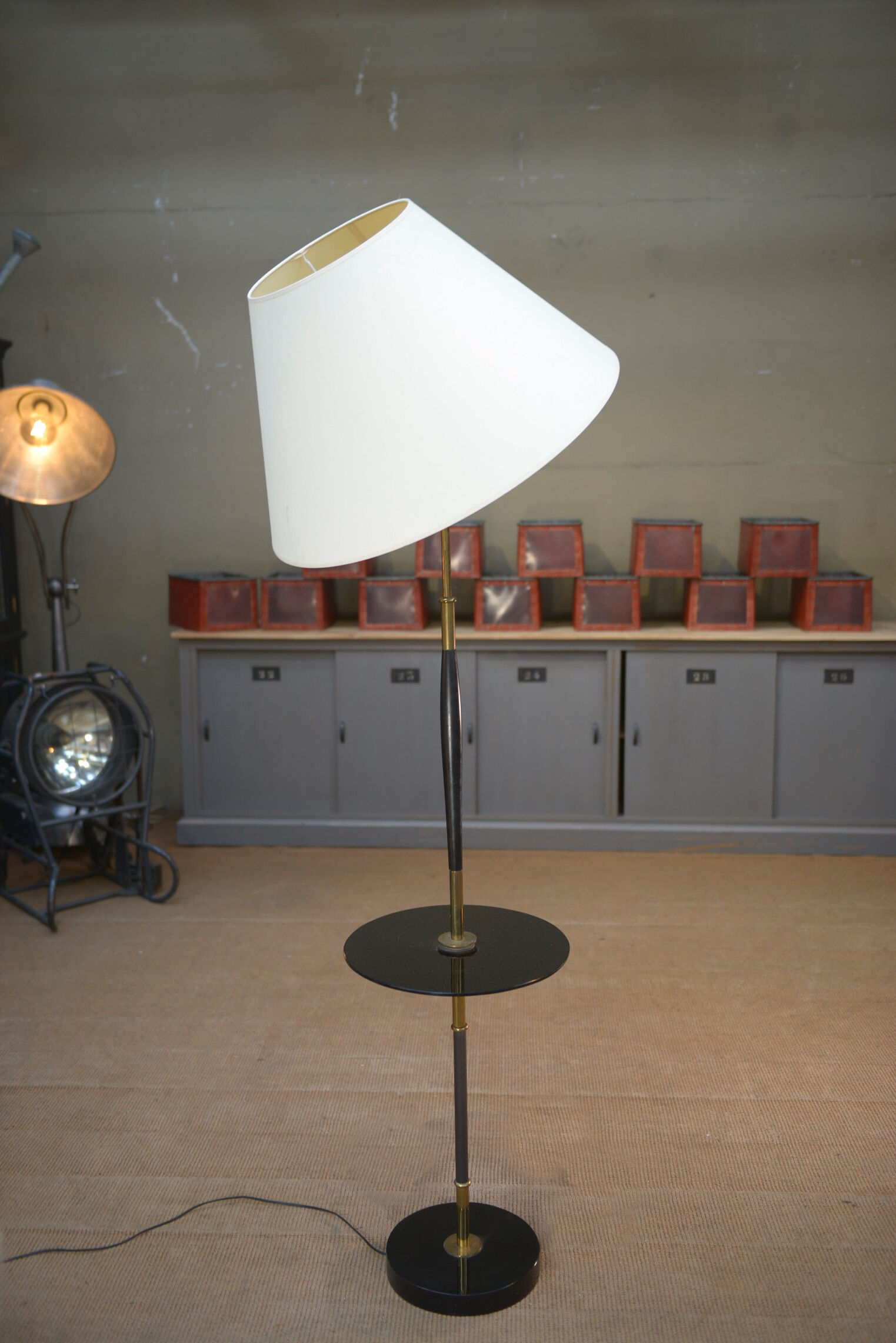 Vintage opaline and glass floor lamp 1960