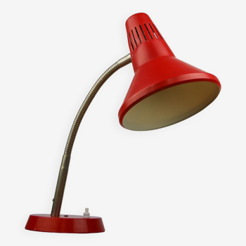 Lampe de bureau réglable en métal peint en rouge et bras spiralé chromé de Tep, années 1970