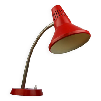 Adjustable Desk Lamp in Red Painted Metal and Chrome-Plated Spiral Arm from Tep, 1970s