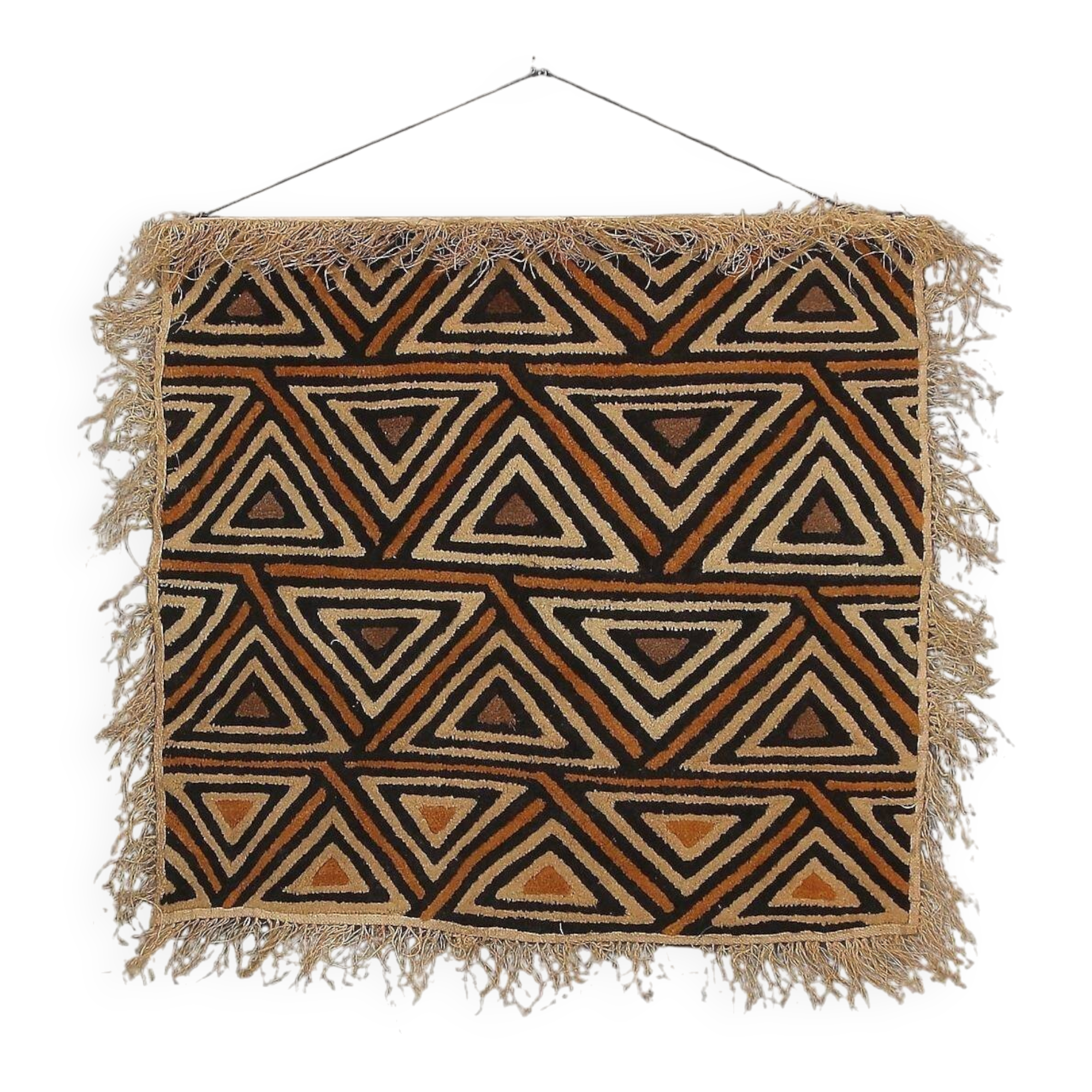 Hand Crafted Kuba Cloth Wall Hanging from D.R. Congo, 1960's