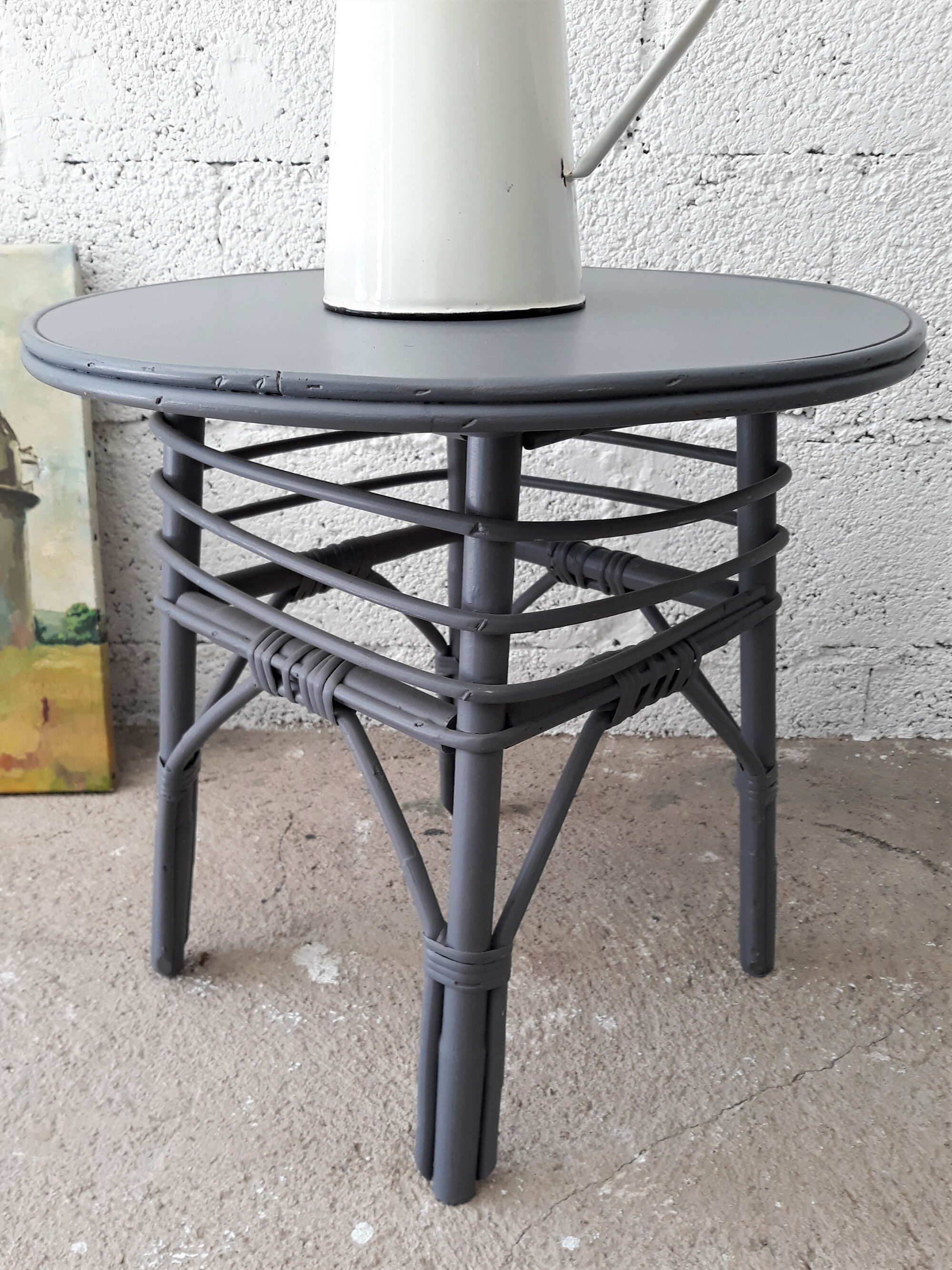 Rotin side table vintage 1960