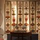 19th Century Italian Six-Panel Painted Wood Folding Screen in Gilt Bronze Frame