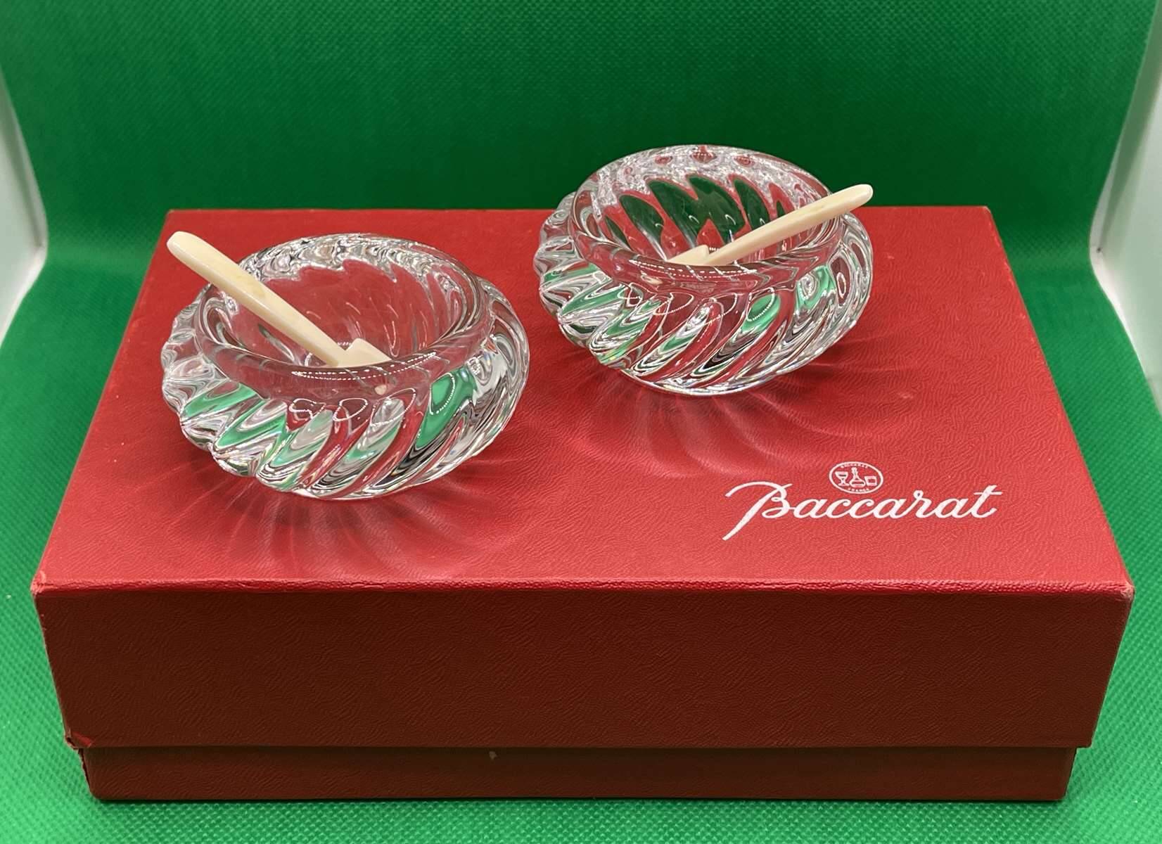 Baccarat crystal salt and pepper shakers in their box
