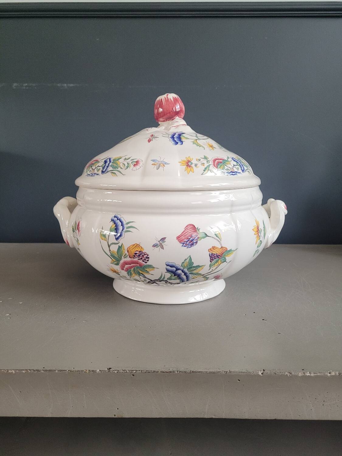 Sarreguemines glazed earthenware soup tureen, Rouen model - dishwasher safe