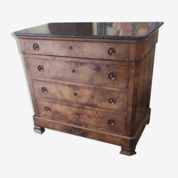 Commode en noyer vers 1880 plateau marbre