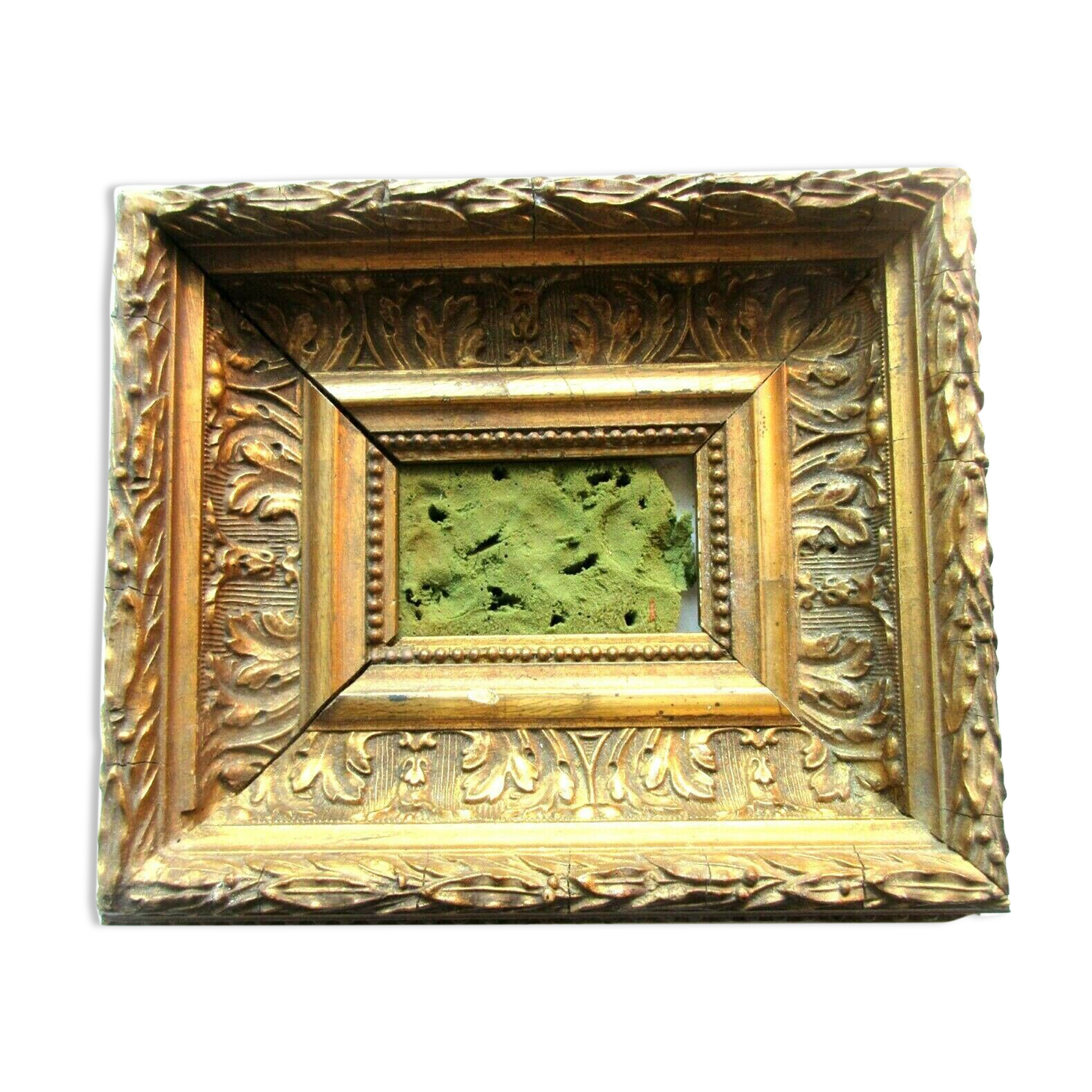 Rectangular frame 19th, carved wood frame, gilded with gold leaf