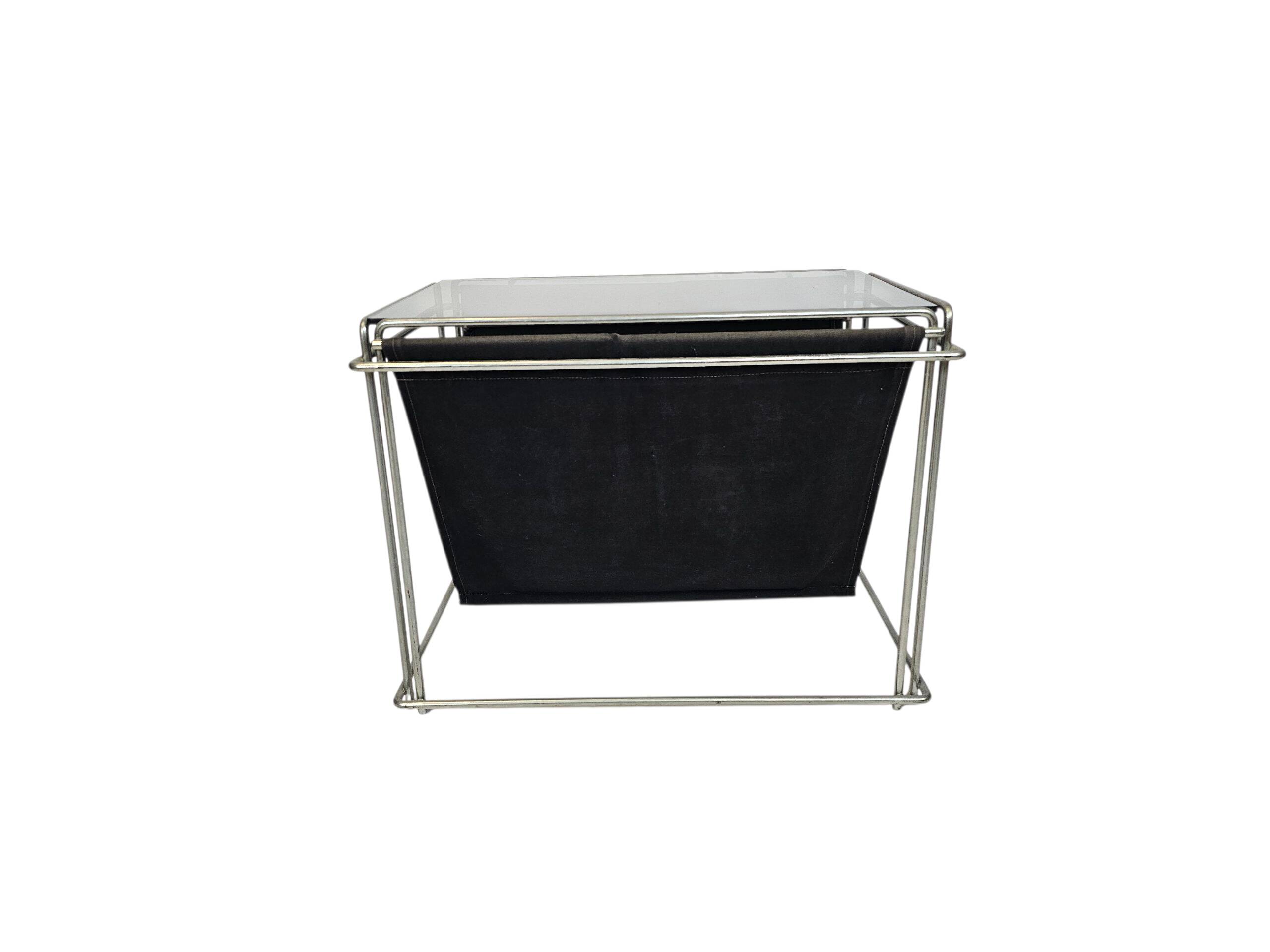 Max Sauze studio - side table - magazine rack - metal - glass - 70s