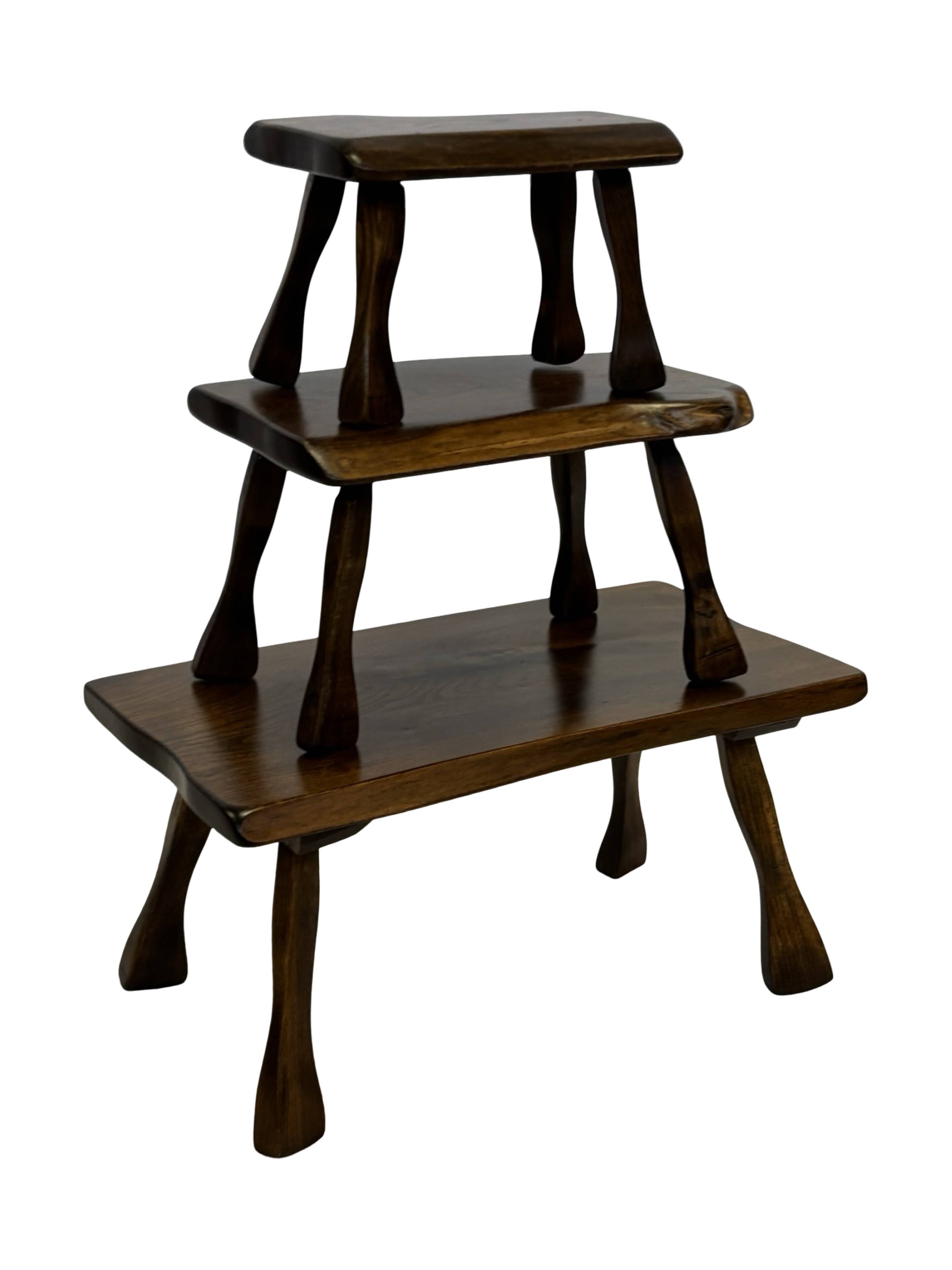 Mid-Century Organic Wooden Side Tables, circa 1960's wabi sabi brutalist