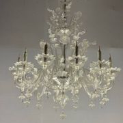 Venetian chandelier in colorless murano glass, 12 light arms, circa 1900