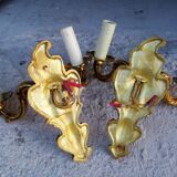 Louis XV style Bronze Brass twin arm wall lights