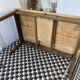 Large antique coffee table in solid wood, farmhouse style – 1 drawer –