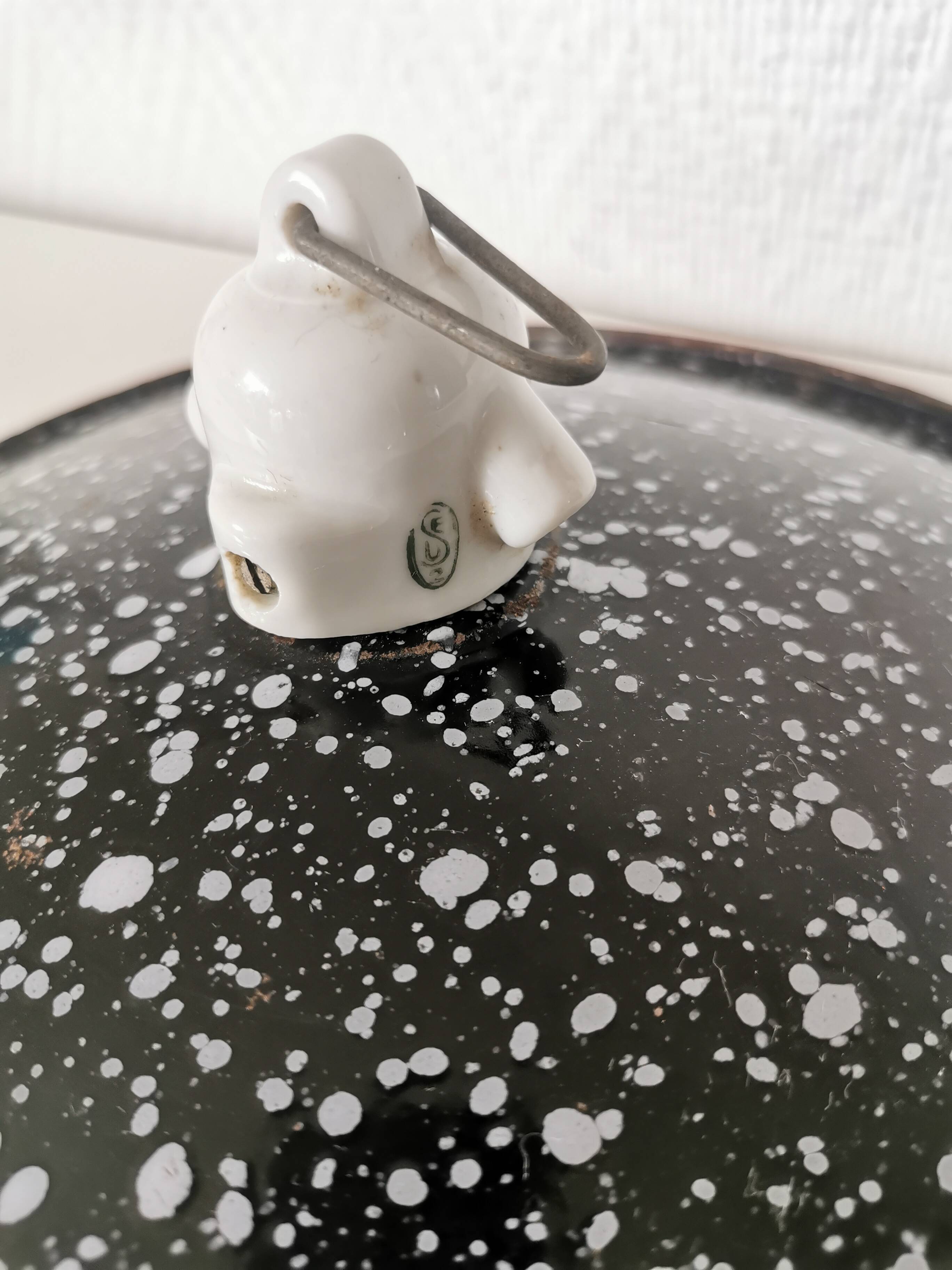white speckled enamelled metal lampshade