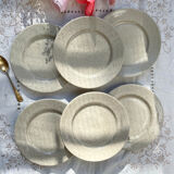 Lot de 6 assiettes en grès gris moucheté 1970