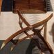 Folding coffee table type Butler marine boat wood and brass mahogany