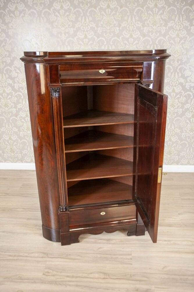 Biedermeier Mahogany Corner Cabinet, 1870