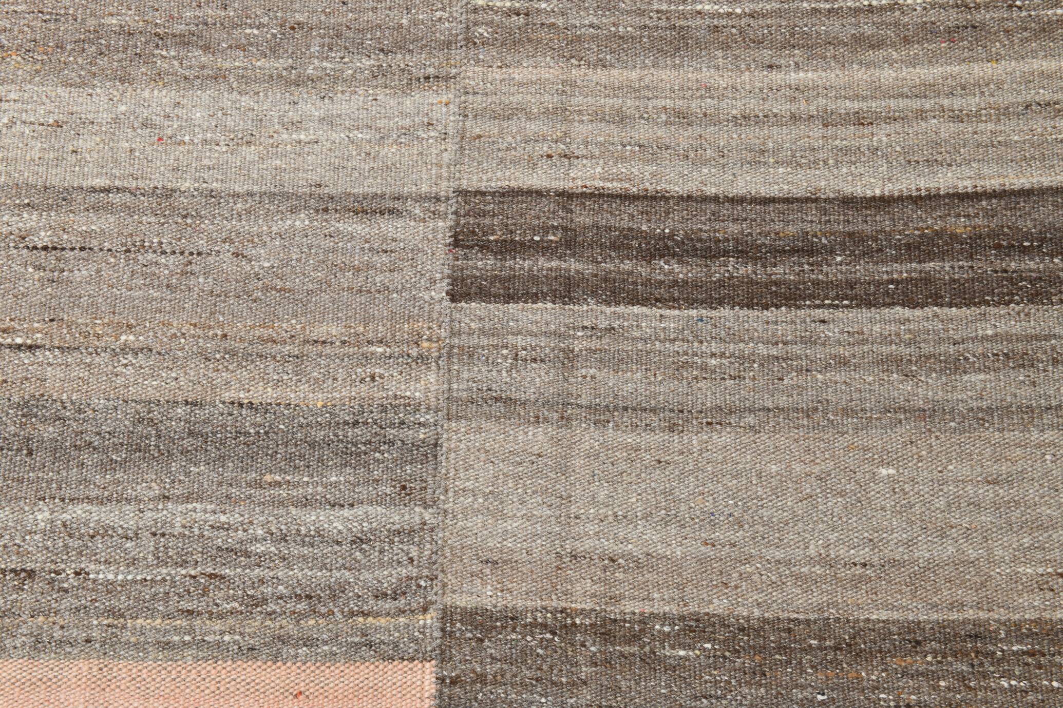 6x10 Salmon & Brown Contemporary Vintage Kilim Rug, 188x304Cm SK 33353