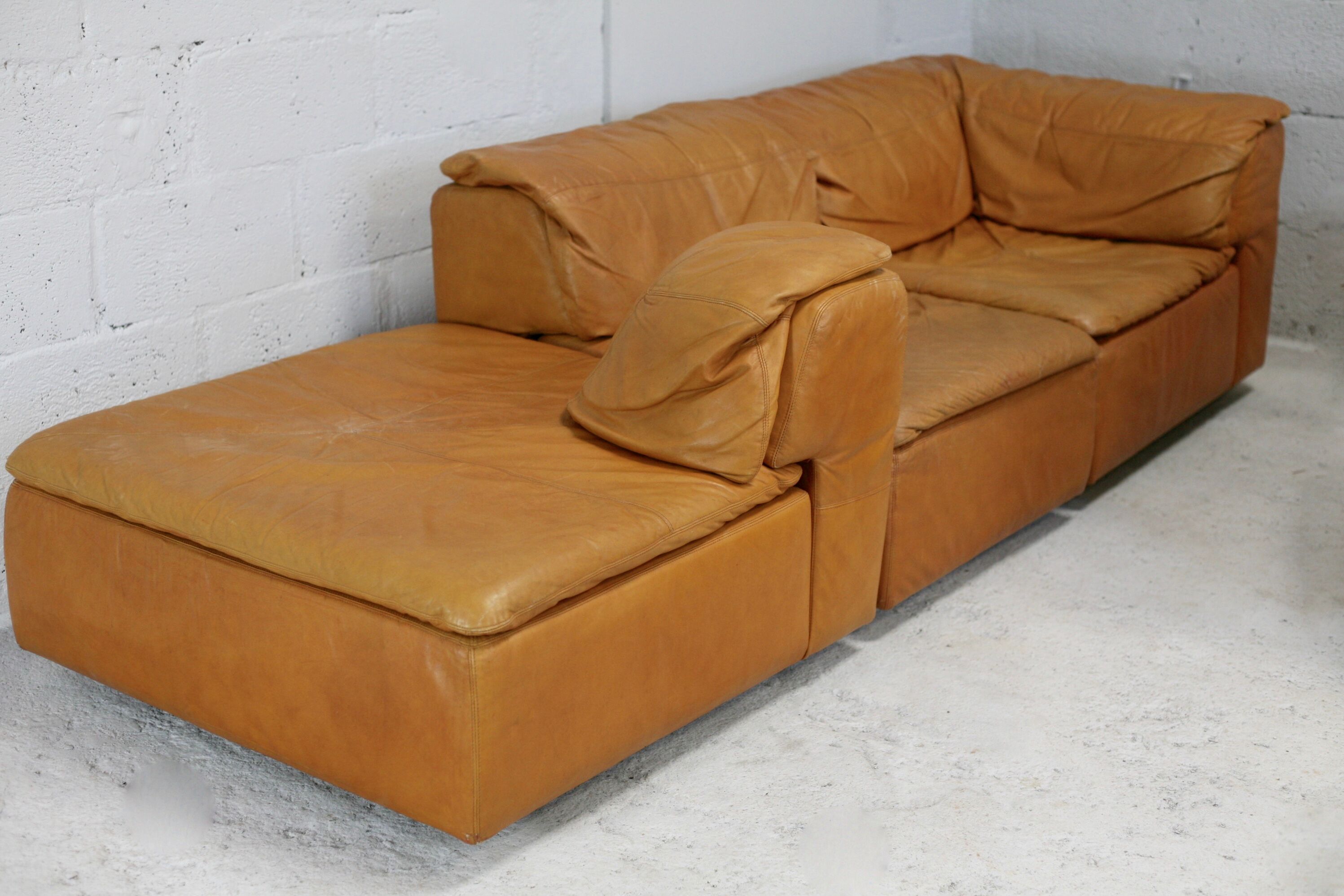 Leather modular sofa, 7 elements, 70s