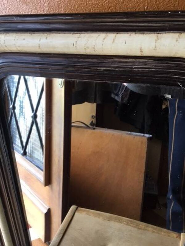 Miroir mural vintage, miroir Napoléon III , miroir bois et stuc, glace murale, décoration intérieur