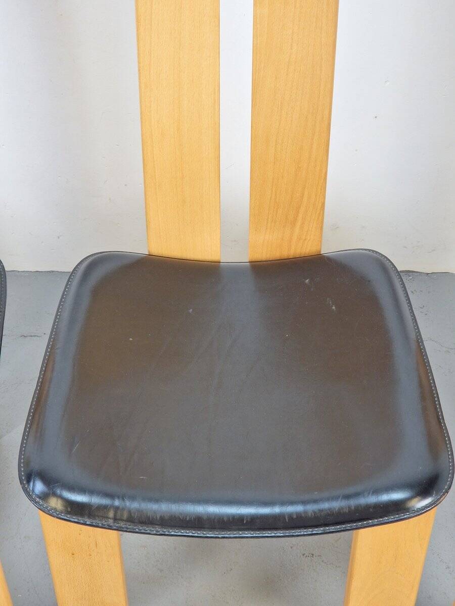 Vintage Beech and Leather Dining Chairs by Pietro Costantini for Ello, 1970s, Set of 4