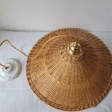Woven wicker pendant light