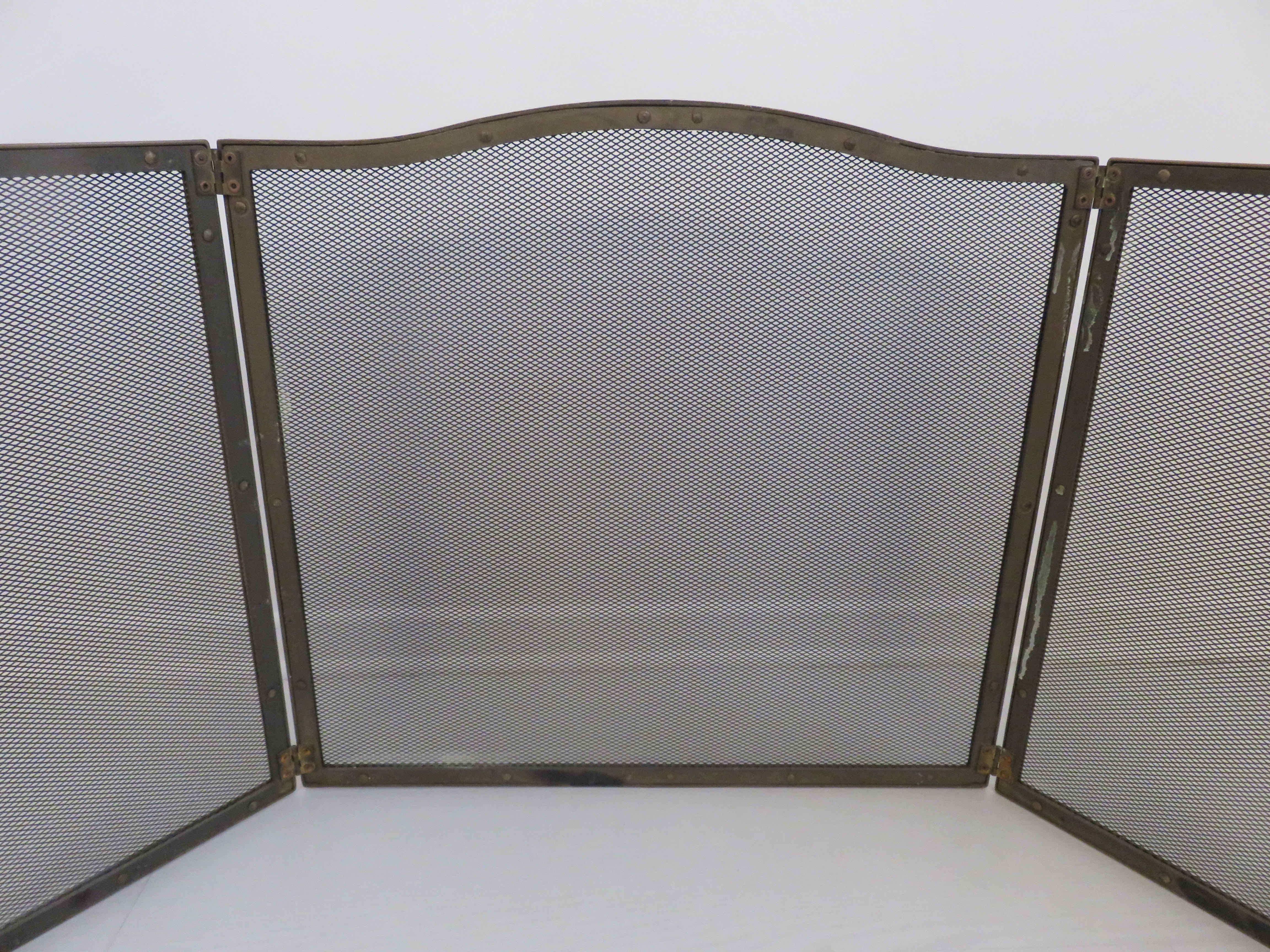 3-panel brass fireplace screen 70s