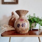 Old sandstone vase painted flowers