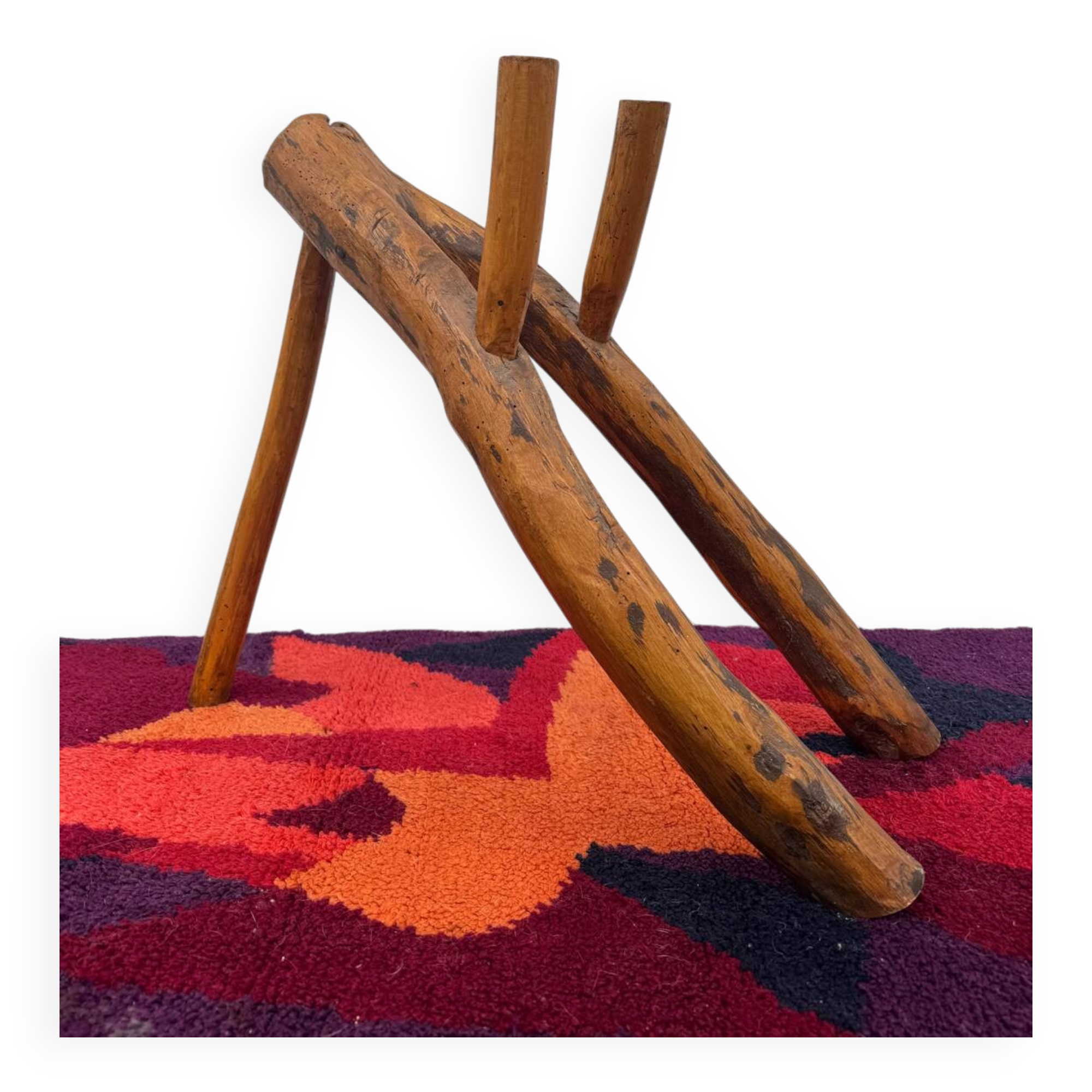 Brutalist style wooden magazine rack from the 1960s