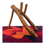 Brutalist style wooden magazine rack from the 1960s