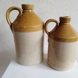 Duo of stoneware decanter bottles