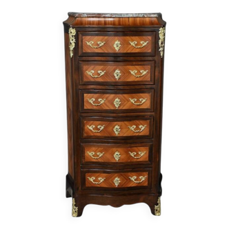 Rosewood and rosewood marquetry chest of drawers, Louis XV style – 2nd half of the 19th century.