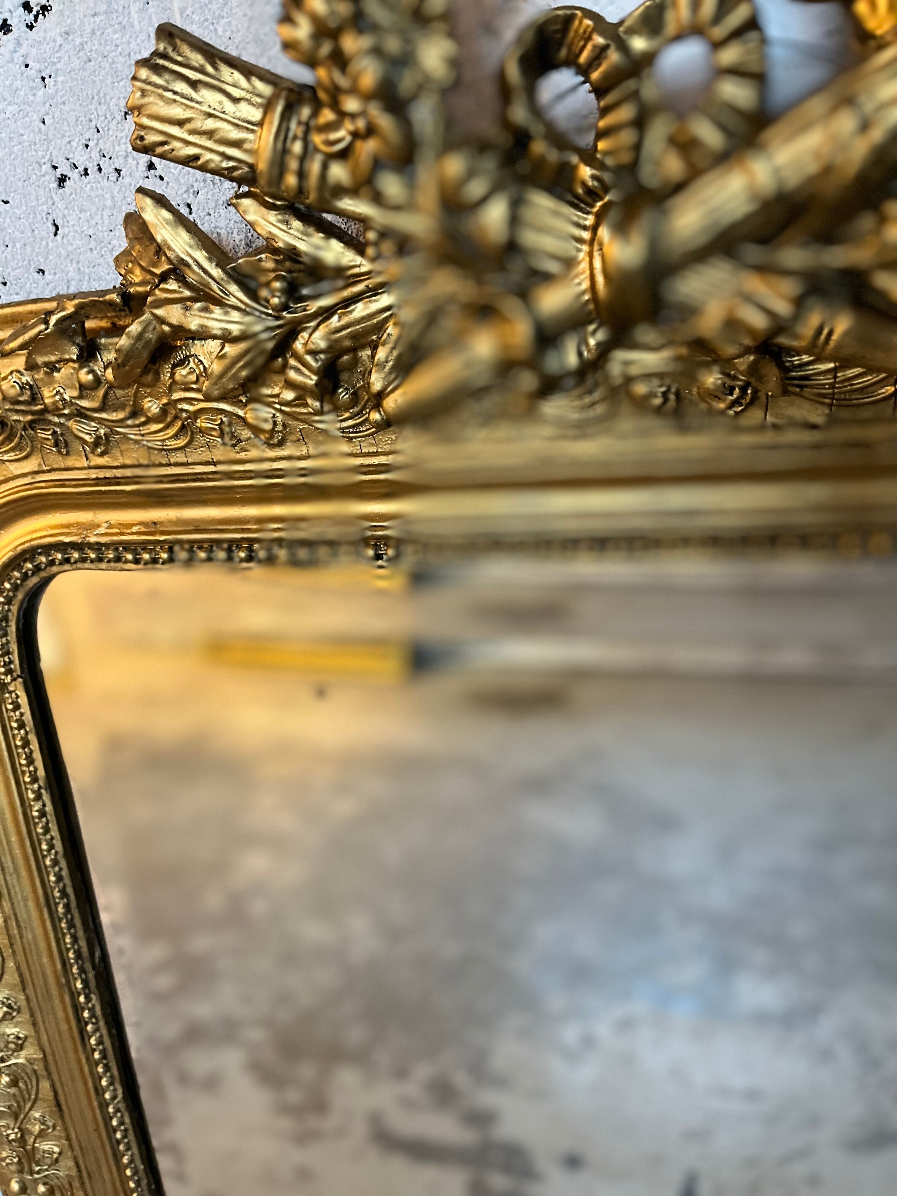 Old mirror Louis Philippe. Beveled mercury ice