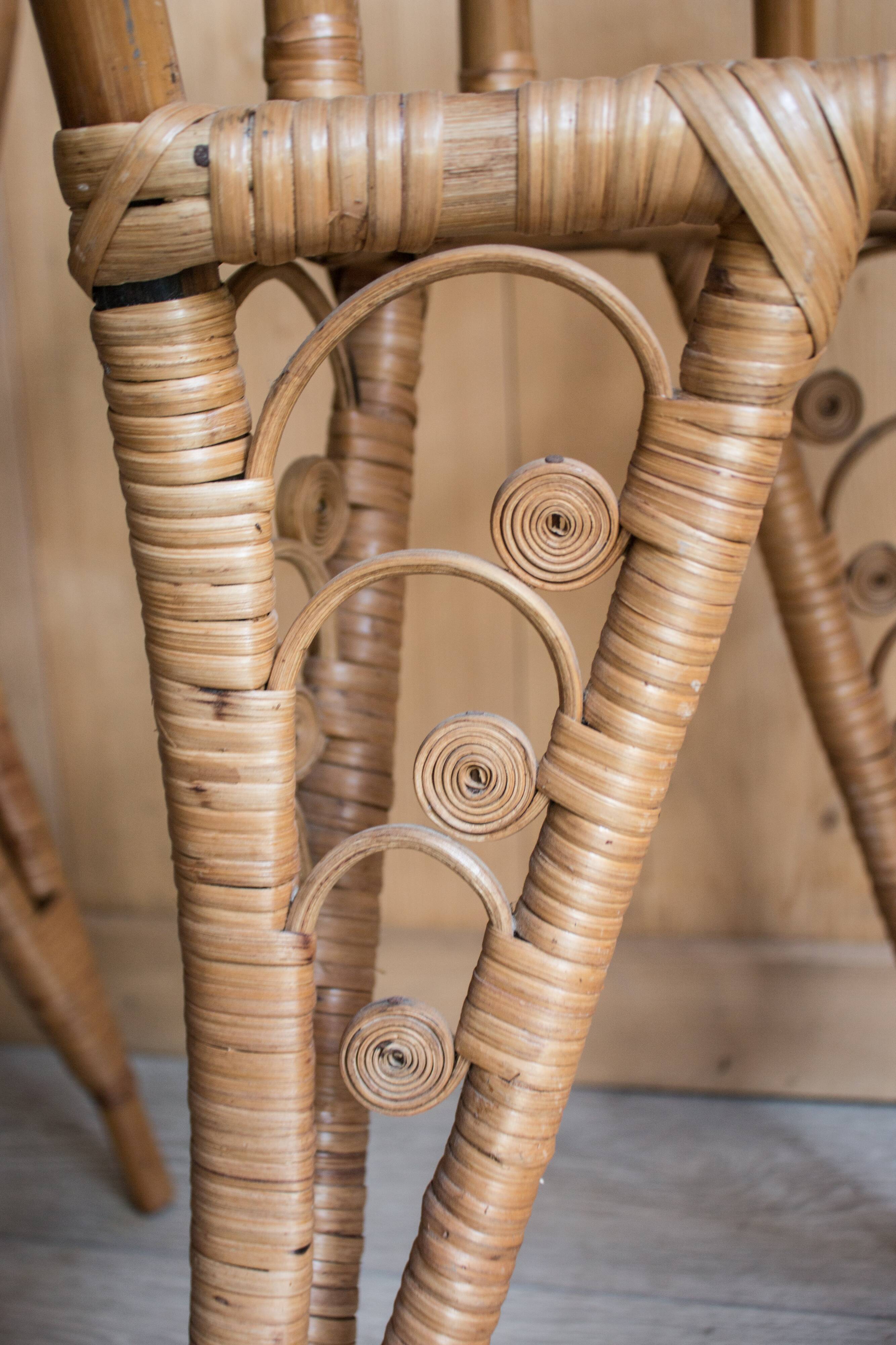 Pair of rattan bedside tables 1960