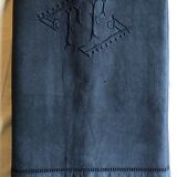 Drap ancien en lin et coton teinté en bleu nocturne