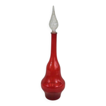 Grande bouteille design en verre rouge