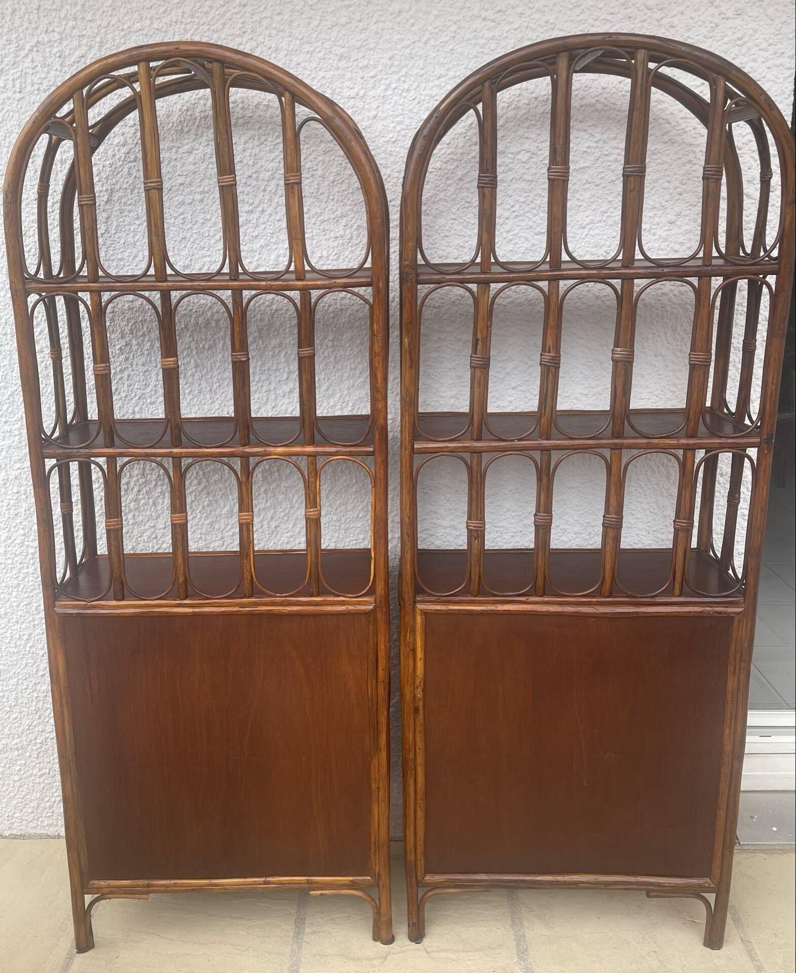 Vintage rattan libraries