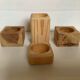 Set of four scandinavian wooden candle holders