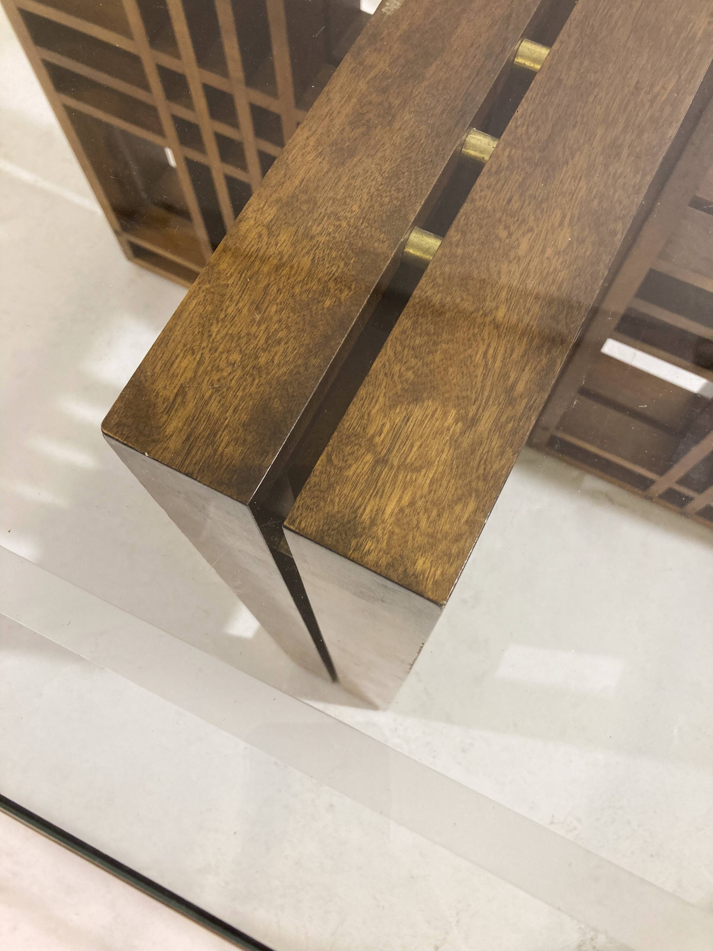 Table à manger en bois et verre, Italie 1960
