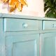 Parisian water green sideboard, patinated wood, 1950