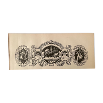 Lithograph engraving astrological sign balance of 1907