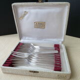 Box of 12 forks with silver metal cakes