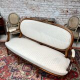 Canapé en bois naturel d’époque Louis XVI XVIIIème siècle